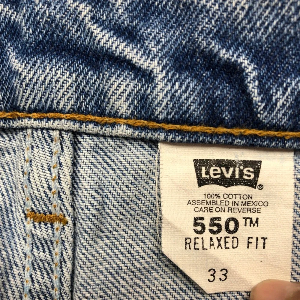 Levis 550 Relaxed Fit Denim Shorts Mens 33 Light Wash Orange Tab Cotton